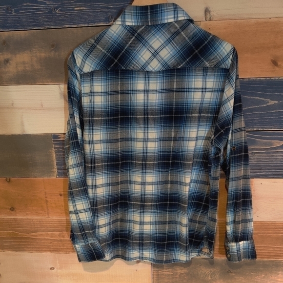 JACHS Girlfriend flannel sz. M blue plaid - Picture 3 of 4